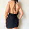 Hot pressed diamond neck strap, backless elastic hip hugging dress
