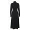 High neck zipper high slit long sleeved dress with elegant and sexy European and American style, slim fit long skirt for women