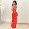 Fashionable women's suspender, rhinestone hot stamping backless dress new