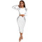 Fashionable women's hot pressed diamond long sleeved two-piece skirt set