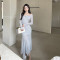 Temperament One Shoulder Mesh Micro Transparent Sexy Dress Ins Pure Desire Wind Spicy Girl Slimming Long Dress Female