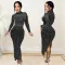 Fashion women's hot pressed diamond long sleeved two-piece set new