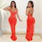 Fashionable women's suspender, rhinestone hot stamping backless dress new