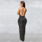 Fashionable women's rhinestone slim fit backless dress