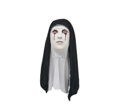 Sister in Tears Summoning 2 Nun Mask Halloween Scary Makeup Mask Tricking Ghost Face Scary Latex  Headset nun