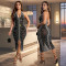 Fashionable women's rhinestone slim fit hip hugging dress