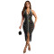 Fashionable women's rhinestone slim fit hip hugging dress