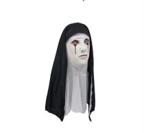 Sister in Tears Summoning 2 Nun Mask Halloween Scary Makeup Mask Tricking Ghost Face Scary Latex  Headset nun