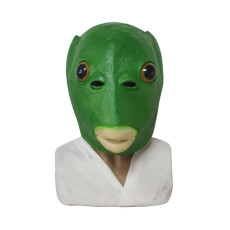 Spot net red latex mask Tiktok trickster green fish human head cover sand sculpture expression strange fish latex head cover