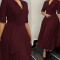 Autumn and winter new women's clothing OL fashion suit collar pleated waist cinched plus size dress