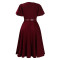 Round neck elegant waist cinching big swing bubble sleeves A-line dress