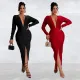 Fashion women's V-neck split dress new