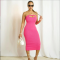 Fashionable women's threaded hollow top sexy slim fitting dress