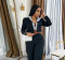 Women's fashion street suit collar splicing fake two-piece hooded warm jacket