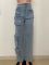 New washed distressed patchwork multi pocket pants, trendy straight leg low waist denim pants