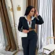 Women's fashion street suit collar splicing fake two-piece hooded warm jacket