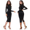 Fashion women's hot stamping diamond slim fit long sleeved dress new style