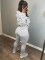 Fashionable hoodie with multiple pockets and hooded sweatshirt, slim fit with zipper and slit, long pants