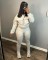 Fashionable hoodie with multiple pockets and hooded sweatshirt, slim fit with zipper and slit, long pants