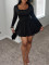 Fashionable autumn and winter long sleeved vest style slim fit sexy flower bud hem suspender dress