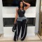 Fashionable and casual street elastic waistband drawstring loose straight leg pants