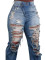 women's clothing Amazon straight leg personalized waist elastic cut fringe jeans
