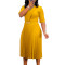 Women's 2024 new solid color V-neck fashionable temperament pleated African cross-border dress  BIG SIZE