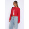 Comfortable casual solid color woolen cardigan contrasting short top sweater  6 COLORS
