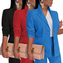 Women's suit single coat loose OL office commuting solid color spring and autumn