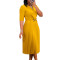 Women's 2024 new solid color V-neck fashionable temperament pleated African cross-border dress  BIG SIZE