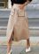 Women's suede inspired mid length skirt with autumn and winter elastic waist pocket, A-line long work skirt with slit 3 COLORS