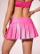 2024 new solid color A-line pleated skirt PU leather skirt sexy and fashionable half skirt  3COLORS