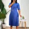 Women's 2024 new solid color V-neck fashionable temperament pleated African cross-border dress  BIG SIZE