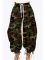 Fashionable camouflage print with drawstring, large pocket lantern, loose toe tie, harem pants, long pants