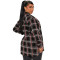 Casual plaid pocket button edging top long shirt