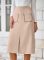 Women's suede inspired mid length skirt with autumn and winter elastic waist pocket, A-line long work skirt with slit 3 COLORS