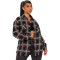 Casual plaid pocket button edging top long shirt