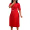 Women's 2024 new solid color V-neck fashionable temperament pleated African cross-border dress  BIG SIZE
