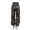 Fashionable camouflage print with drawstring, large pocket lantern, loose toe tie, harem pants, long pants