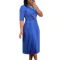 Women's 2024 new solid color V-neck fashionable temperament pleated African cross-border dress  BIG SIZE