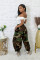 Fashionable camouflage print with drawstring, large pocket lantern, loose toe tie, harem pants, long pants