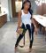 Women's button zipper hot selling hot selling, slit slim fit street shiny leather small foot leather pants