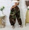 Fashionable camouflage print with drawstring, large pocket lantern, loose toe tie, harem pants, long pants