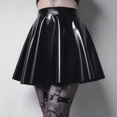 New PU leather shiny dark pleated skirt mini mini mini mini mini skirt with strange odor girl half skirt