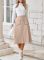 Women's suede inspired mid length skirt with autumn and winter elastic waist pocket, A-line long work skirt with slit 3 COLORS