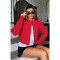 Comfortable casual solid color woolen cardigan contrasting short top sweater  6 COLORS