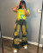 Women's trendy and personalized multi pocket hanging dye high waisted work pants