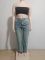 Women's autumn fashion trend hanging dyed wide leg pants, women's high waisted straight leg jeans