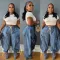 Street casual pleated lace up elastic waist harem pants