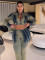 Jeans set, street hanging dyed long sleeved top, tassel jeans